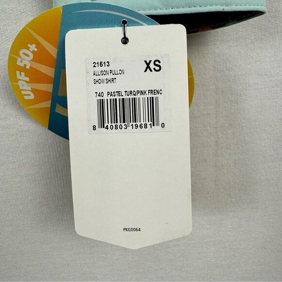 Noble Outfitters Allison Equestrian Show Shirt XS Turquoise Pink NWT - Picture 5 of 11